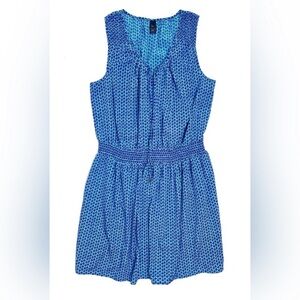GAP Sleeveless Diamond Print Fit and Flare Blue Dress; Size: Medium